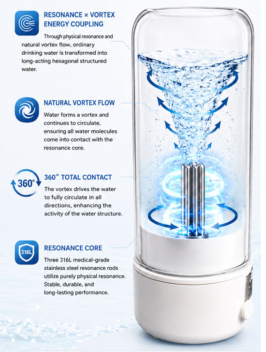 Working Principle - AquaHex Vortex x Resonance Bottle